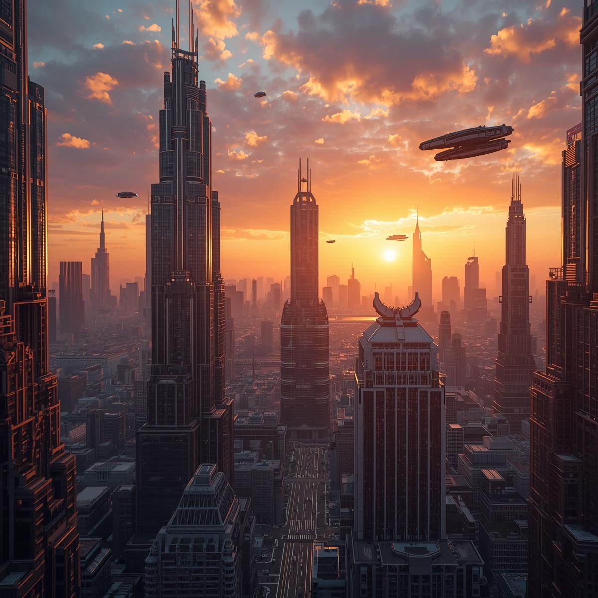 Futuristic 3D environment rendered by a student